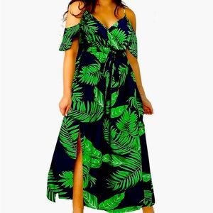 Plus Size cold shoulder maxi boho dress